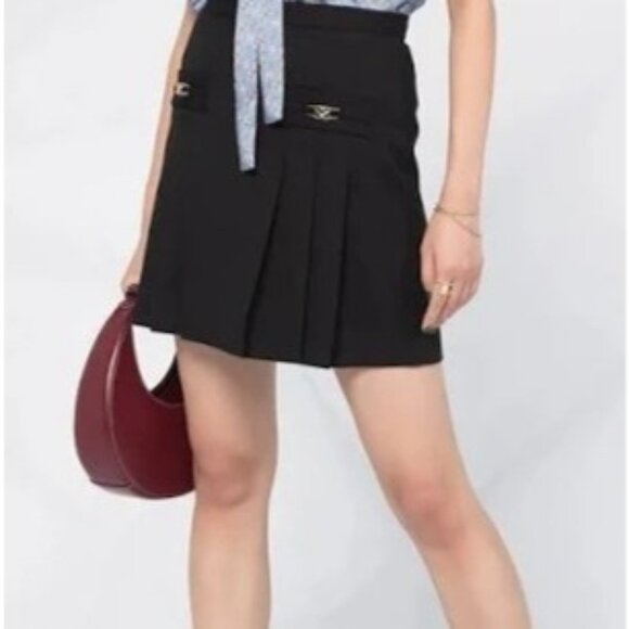 Women's Sandro Paris Black Wool Mini Skirt with Stitched Pleats Size 4 Academia - Picture 1 of 7